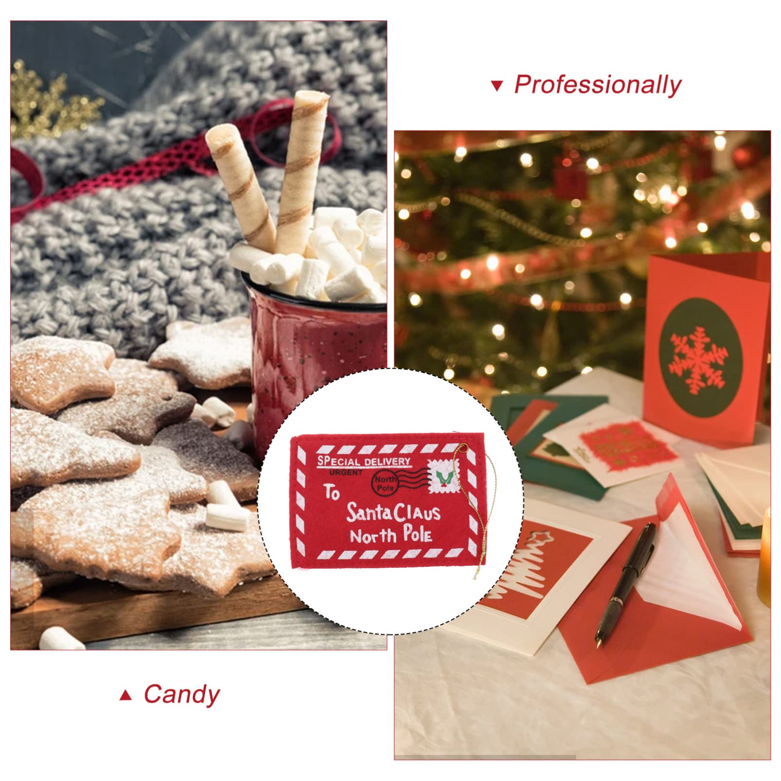 TOPBATHY 10 Pezzi Decorazioni Natalizie in Feltro Rosso a Cordino per Ornamenti di Natale da Appendere per Festa Natalizia