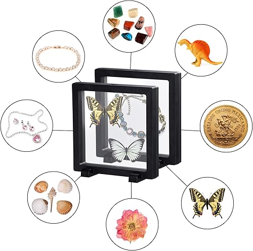 Miniatura 4 de Uceoo Marco flotante 3D negro, paquete de 10 unidades de 4.34.30.8 pulgadas360.9 x 360.9 x 65.6 ft con base para medallones, espécimen, joyería