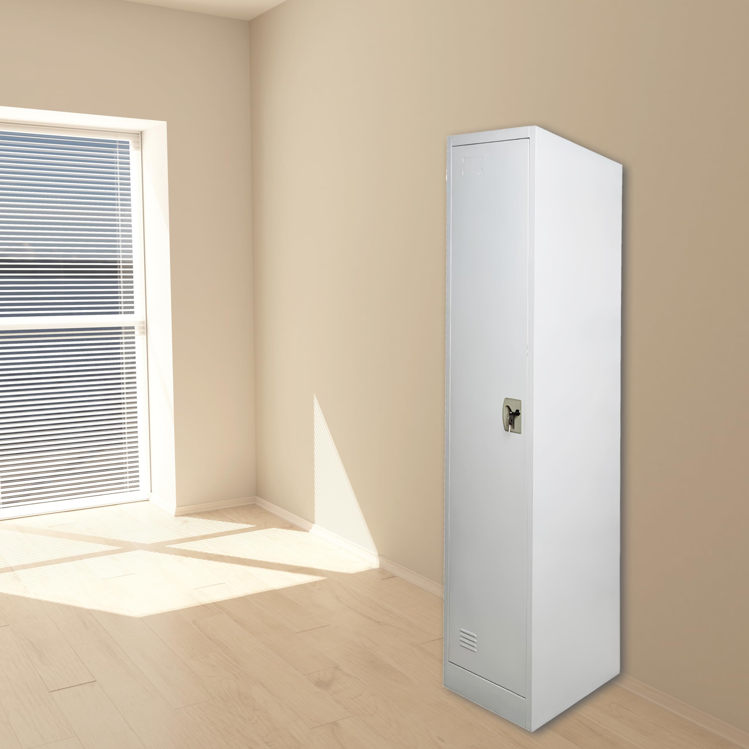 1 Tier Metal Steel Storage Locker Cabinet with Plastic Handle (Grey, 45L X 40W X 183H, 1 Door)