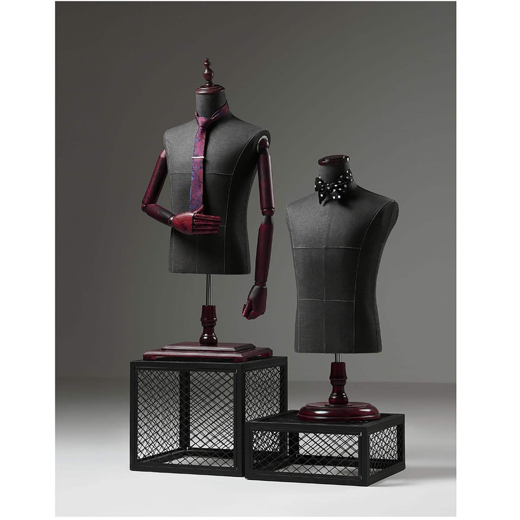 Torso Manichino da Banco Maschile, Espositore per Abbigliamento Manichino Senza Testa, con Braccia e Torso Manichino con Base in Legno per Maglioni, Magliette, Camicie,Black b2