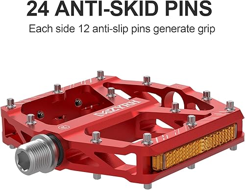 Vista 20 de MZYRH Pedales de bicicleta de montaña, pedales MTB, 9/16 pulgadas, antideslizantes, ligeros, de aleación de aluminio, pedales de bicicleta