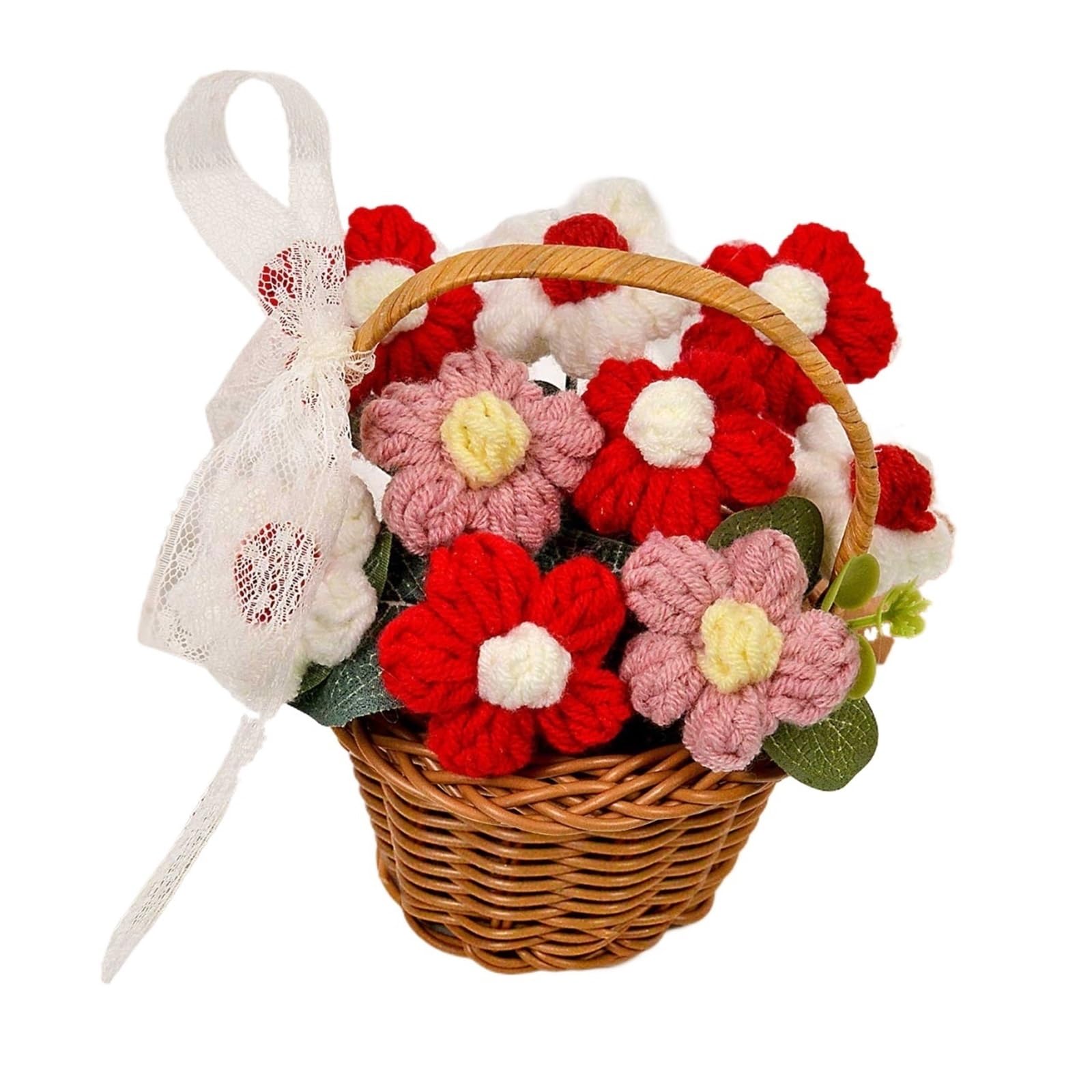 EXKURPOO crochet plant 1PC Handmade Crochet Flower Bouquets, Knitted Daisy Bouquet For Christmas, Home Decor, Birthday For Woman Wife Mom for home