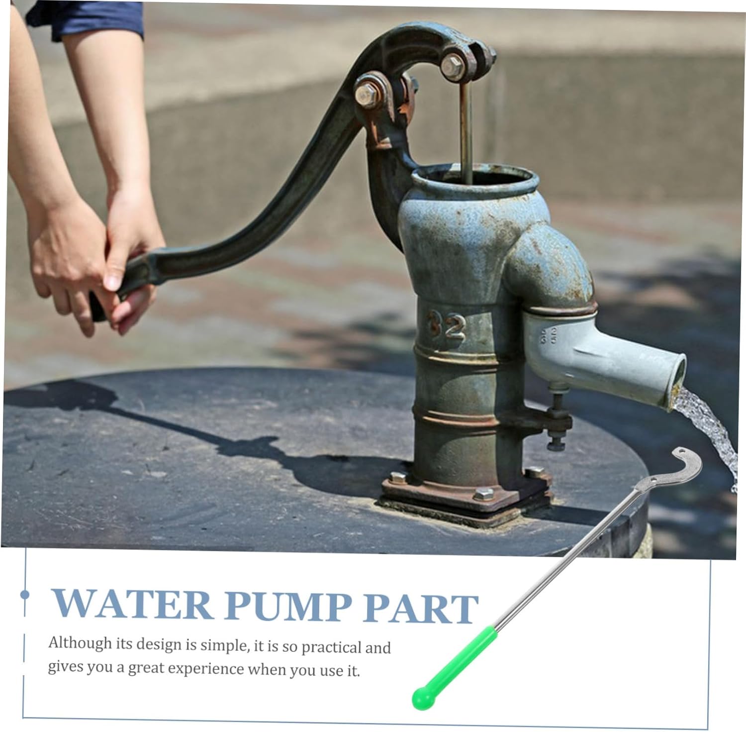 Hemobllo Manual Pressure Pump Handle Stainless Steel Water Pump Accessory Easy Install Part