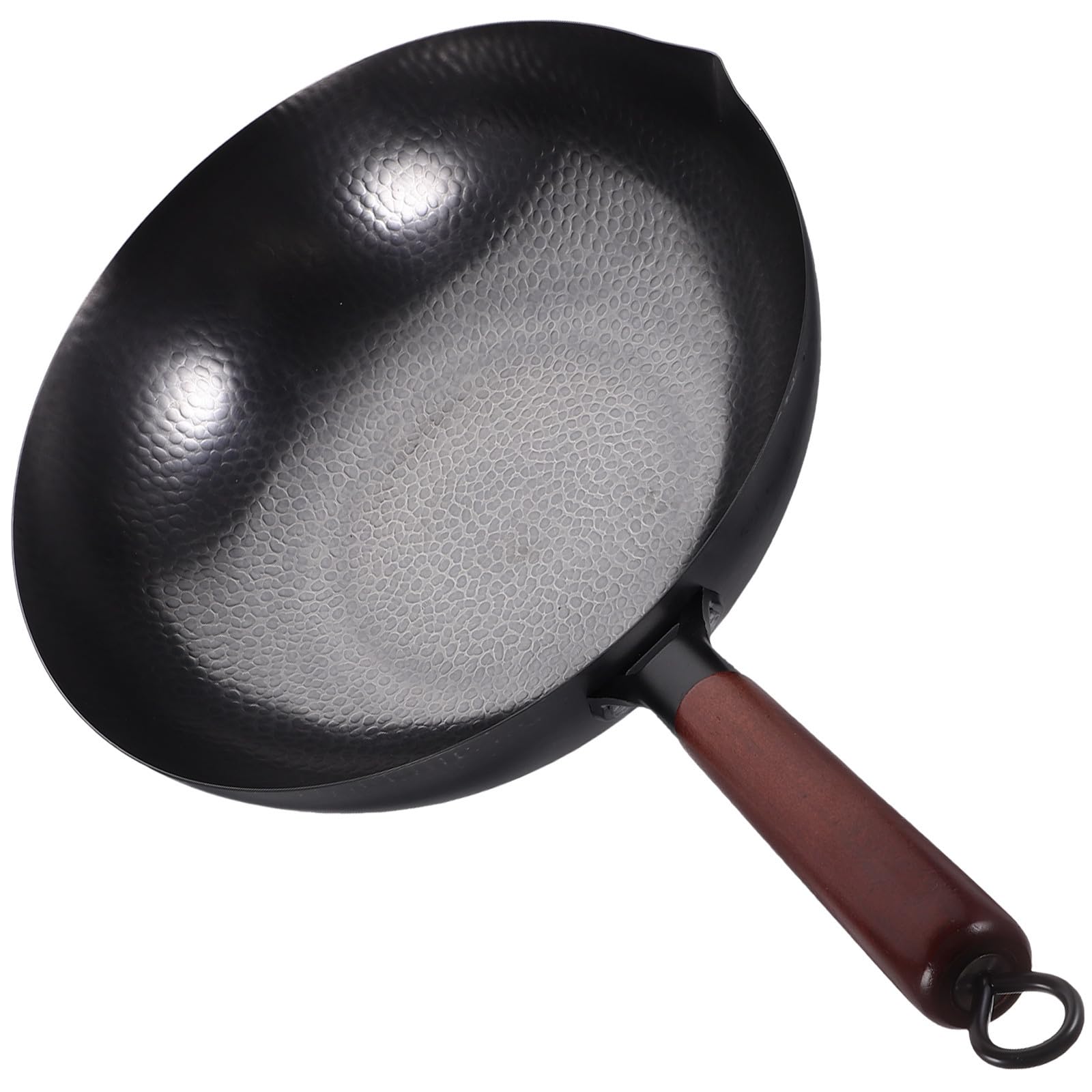 Wok Cinese in Ferro Battuto Nero, Padella Tradizionale da Cucina
