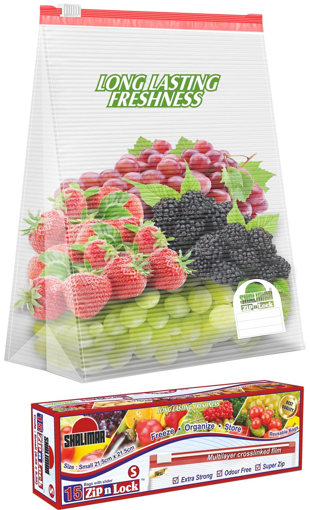 Zip 'N' Lock Bag With Slider (Reusable) size (Small) ZipLock Bag/Vegetable Bag/Freeze Bag/MultiPurpose Storage Bag Pack of 3 (45 Bags) Color Natural