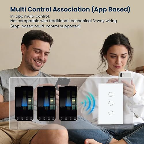 Miniatura 7 de Interruptor de luz inteligente 118X72X34MM, requiere cable neutro, WiFi de 2.4GHz, interruptor inteligente certificado FCC con control de