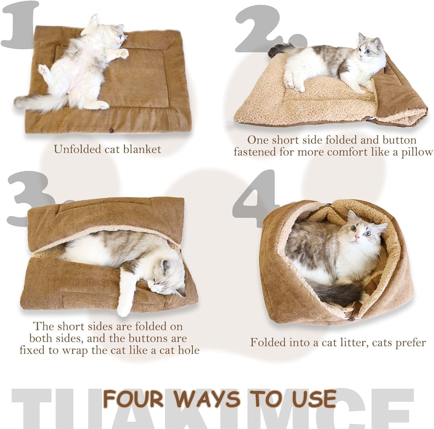 سرير للقطط والكلاب ذاتي التسخين من ازوني، بساط للحيوانات الاليفة فائق الدفء، بطانية مخملية ناعمة وسرير للقطط الداخلية، بساط دافئ ومنفوش للحيوانات الاليفة، غير قابل للانزلاق وقابل للغسل