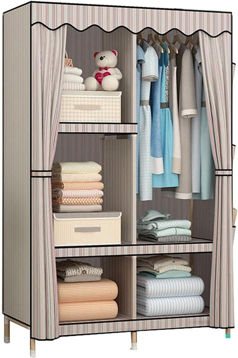 Fabric Wardrobe Princess Room Wardrobe Dividers Stable Portable Wardrobe Clothes Rack (Size : 168 170 45CM) (168 * 130 * 45CM)