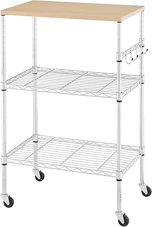BolDuck 450Lbs Capacity Microwave Cart with Wheels, 3 Tier Rolling