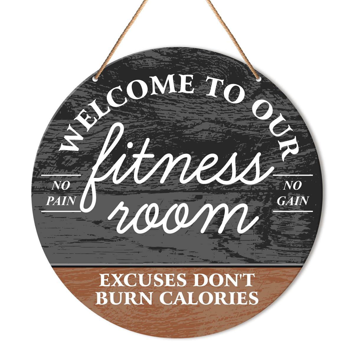Gym Motivation Signs Wall Decor, Home Gym Inspirational Wall Decor Gym Hanging Signs Rustic Decorations for Office, Fitness, Workout Room, Welcome to Our Fitness Room-image-3