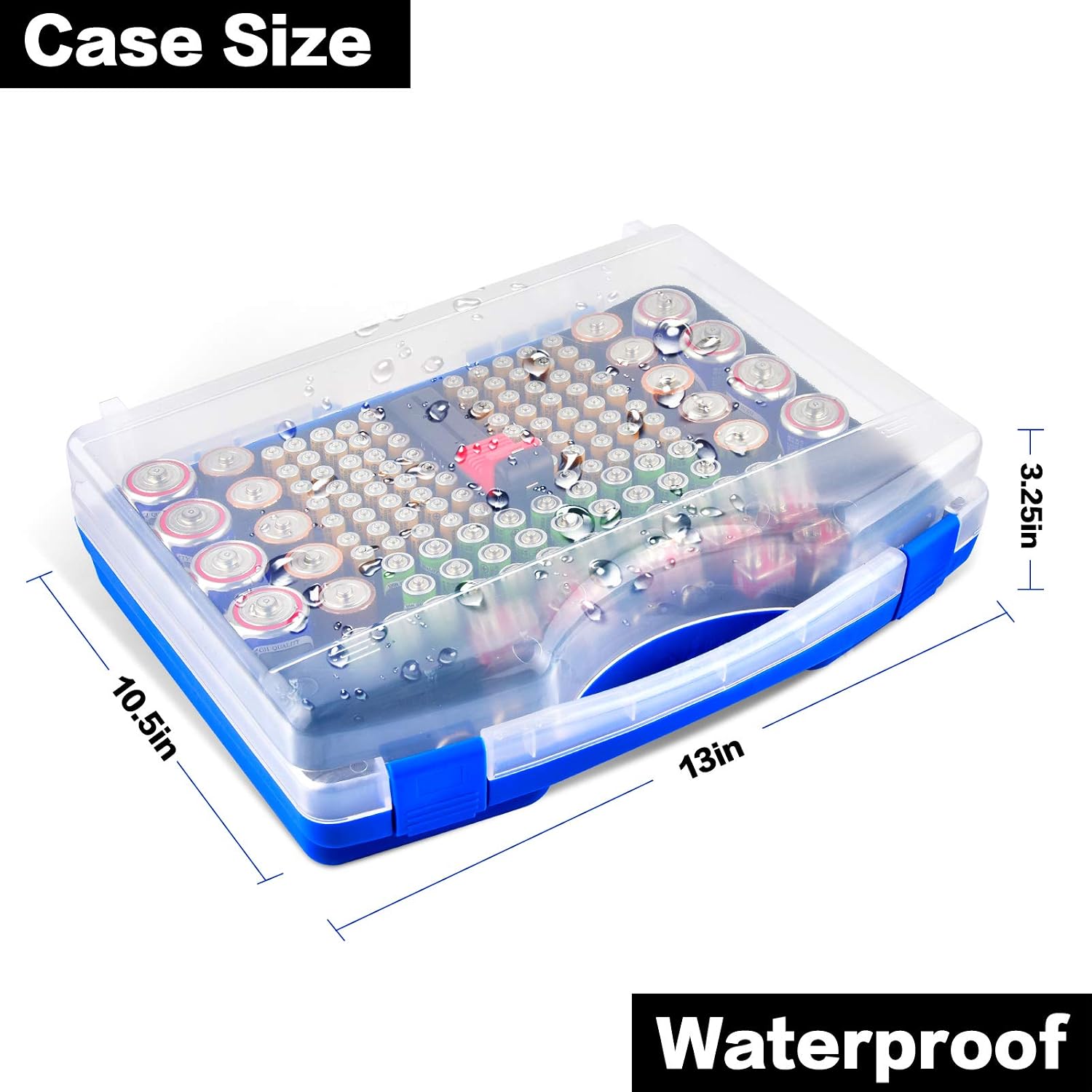 Battery Organizer Storage, Batteries Holder Case with Battery Tester - 180+ Clear Battery Garage Container Keeper Box for AA AAA C D 9V 3V Lithium CR2032 CR2016 CR1632 CR2025 (Bag Only) - Blue