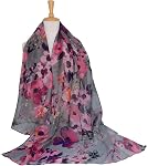 GERINLY Lightweight Scarves Fashion Flowers Print Women Cotton Wrap Scarf Head Shawl Spring Gift