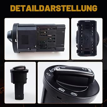 Automatic Headlight Switch Light Sensor Module Headlight Button Module with Automatic On/Off Light Sensor Car Lamps Control Switch 1C0941531 3BD941531 3BD941531A Suitable for Golf MK4 B5 (External)