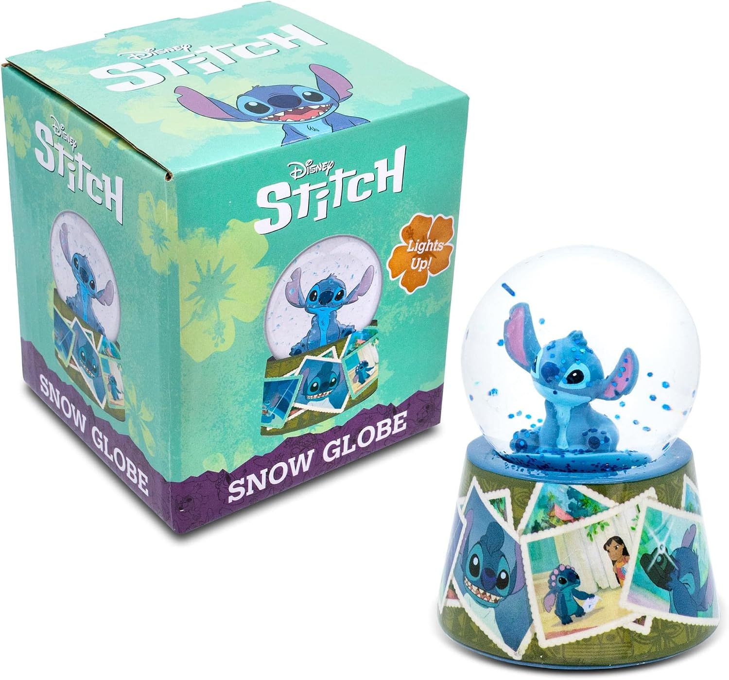 Disney Lilo & Stitch Vintage Photos Mini Light-Up Snow Globe for Adults with Glitter | 3 Inches