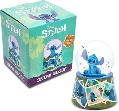 Disney Lilo & Stitch Vintage Photos Mini Light-Up Snow Globe for Adults with Glitter | 3 Inches