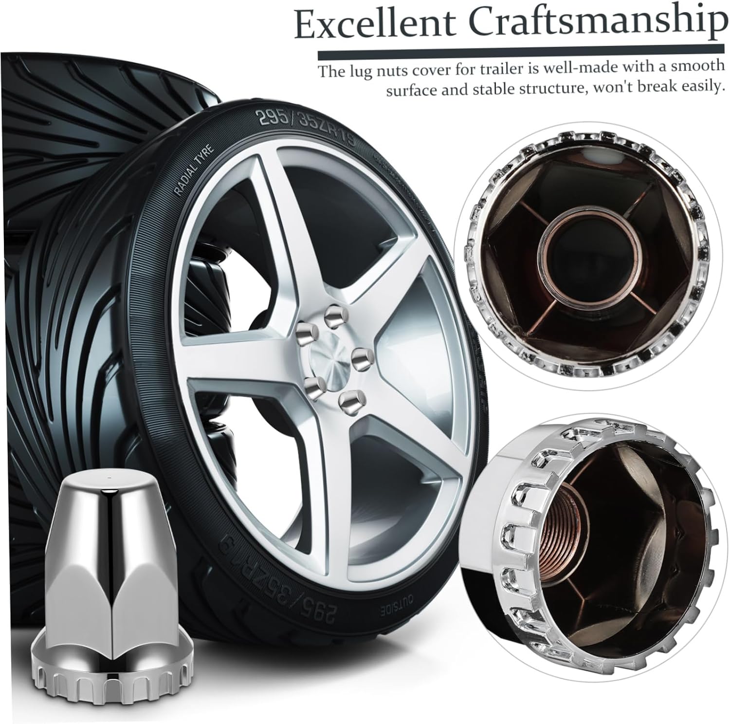 PRETYZOOM 20pcs Semi Truck Lug Nut Covers Plastic Chrome Trailer Lug Nut Protectors for Car Wheel Hub Accessories