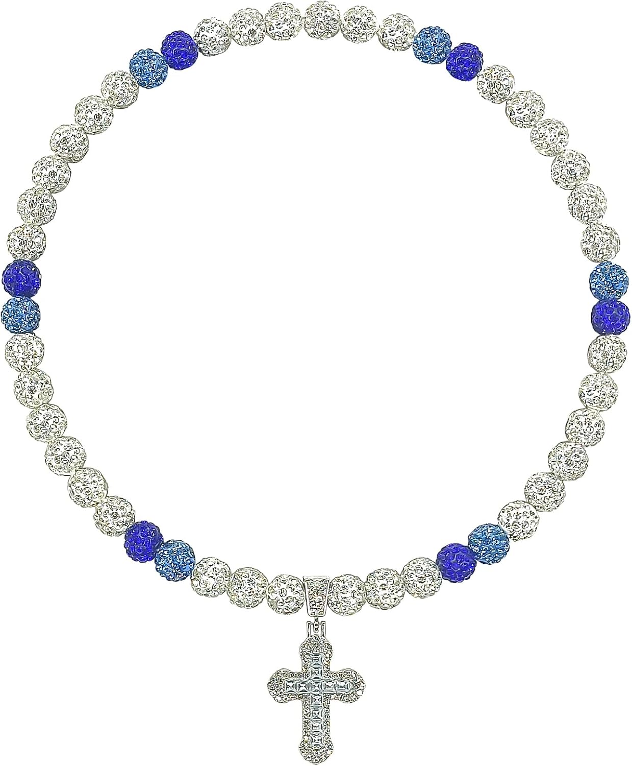 Baseball Necklace for Boys Men Bling Ice Collection Cross Pendant Necklace for Women Rhinestone Clay Beaded Discoball Accessories Gifts for Baseball Team Players Lovers