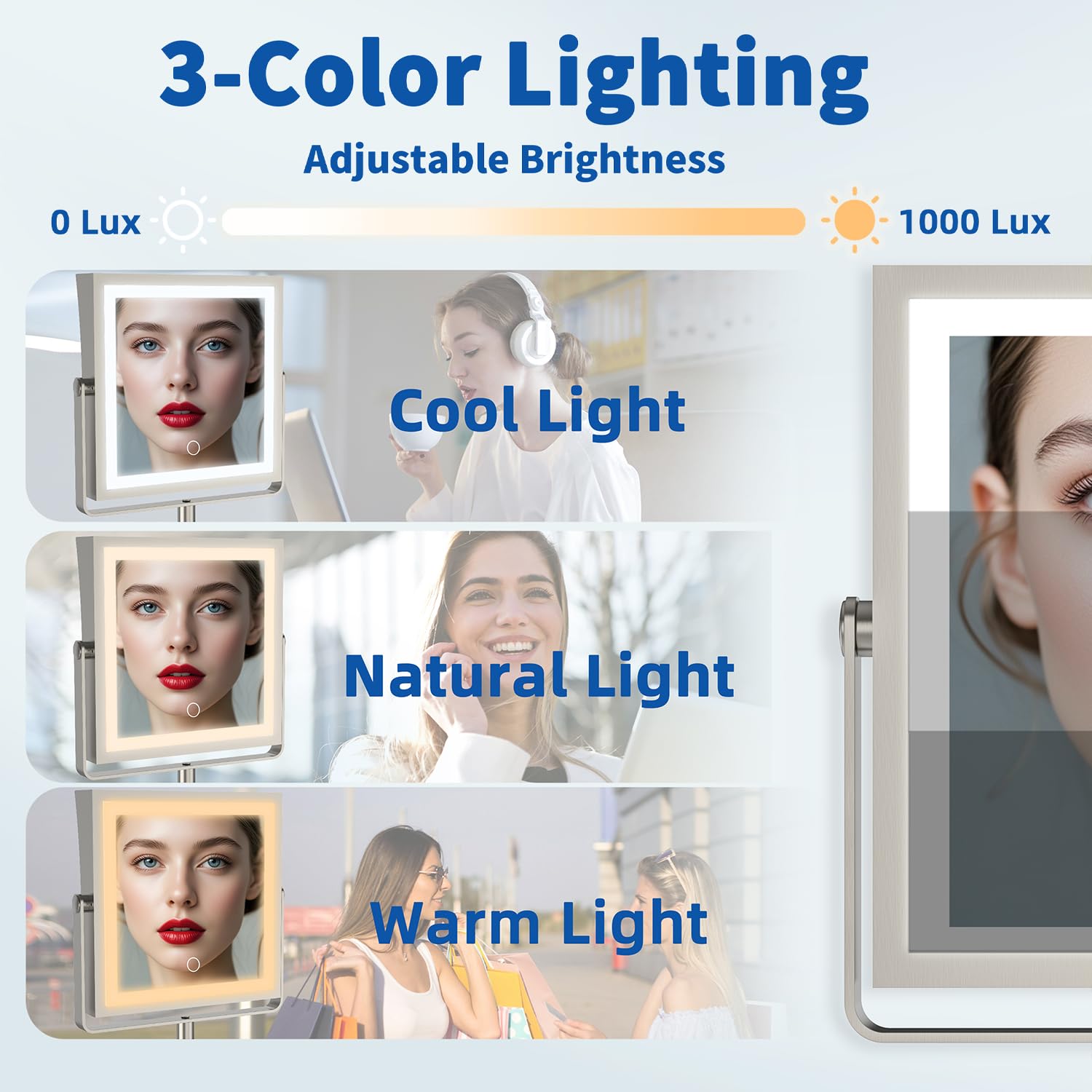 Ruacq Rechargeable Wall Mounted Makeup Mirror with Lights