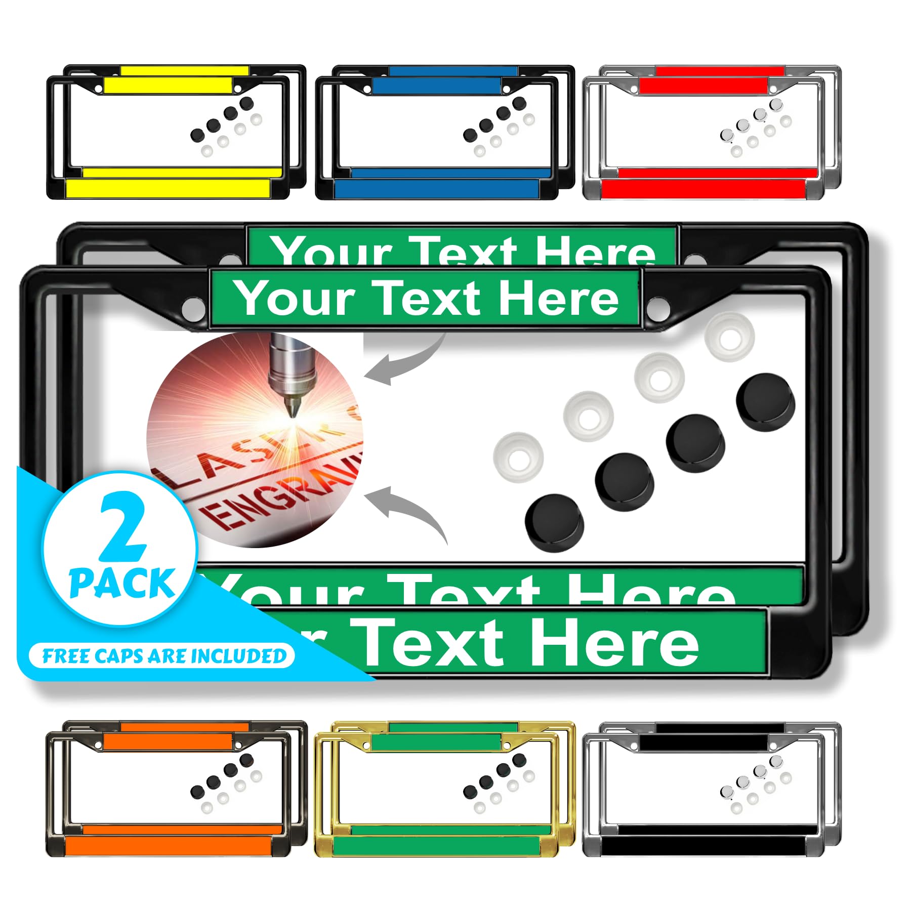 Custom Personalized Metal Laser Engraved Car License Plate Frame with Free caps - Picture 29 of 132