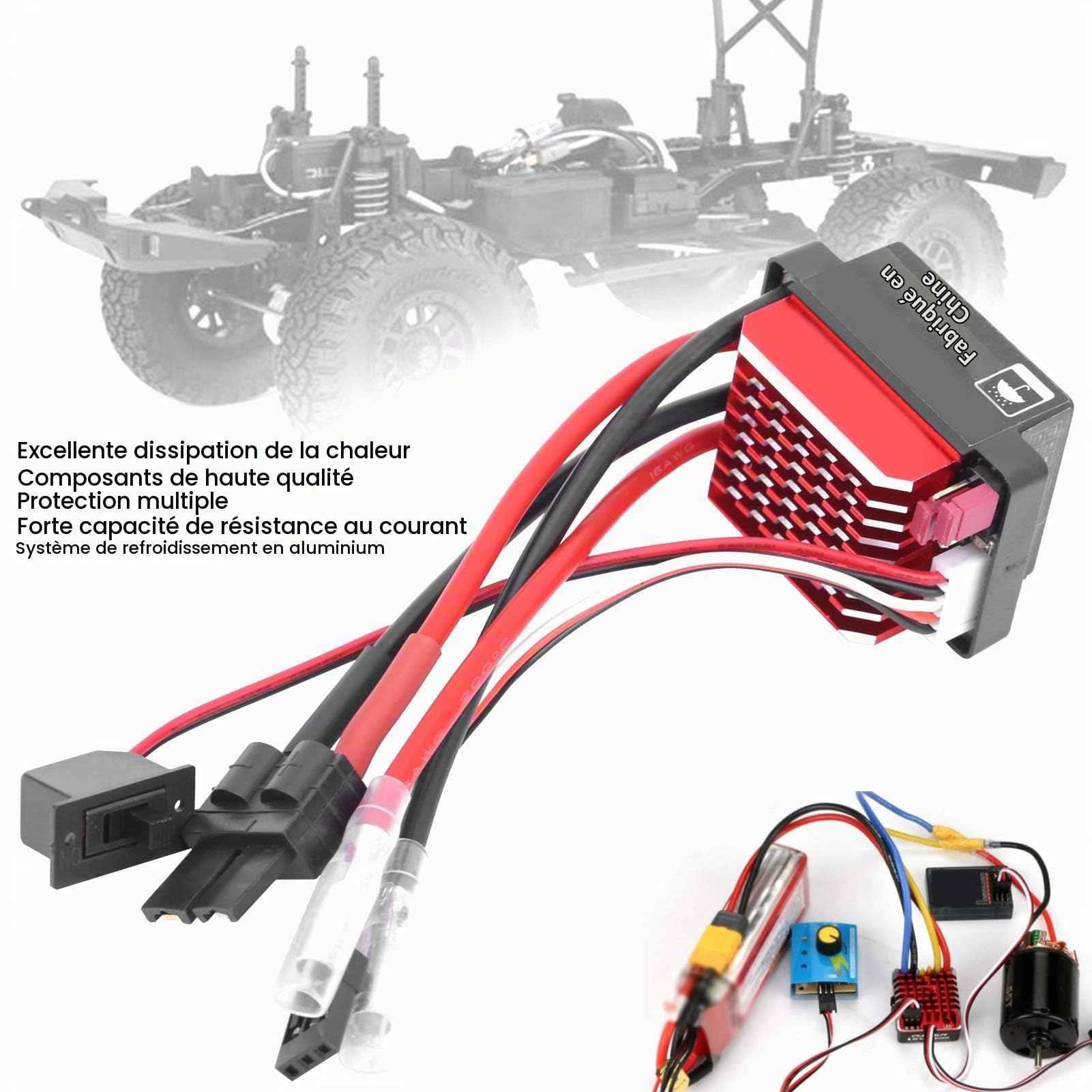 VGEBY Contrôleur de Vitesse électronique, résistant à l'eau avec connecteur T Plug 360A Régulateur de Vitesse RC pour Amateurs et Professionnels en Tout-Terrain et Urbain