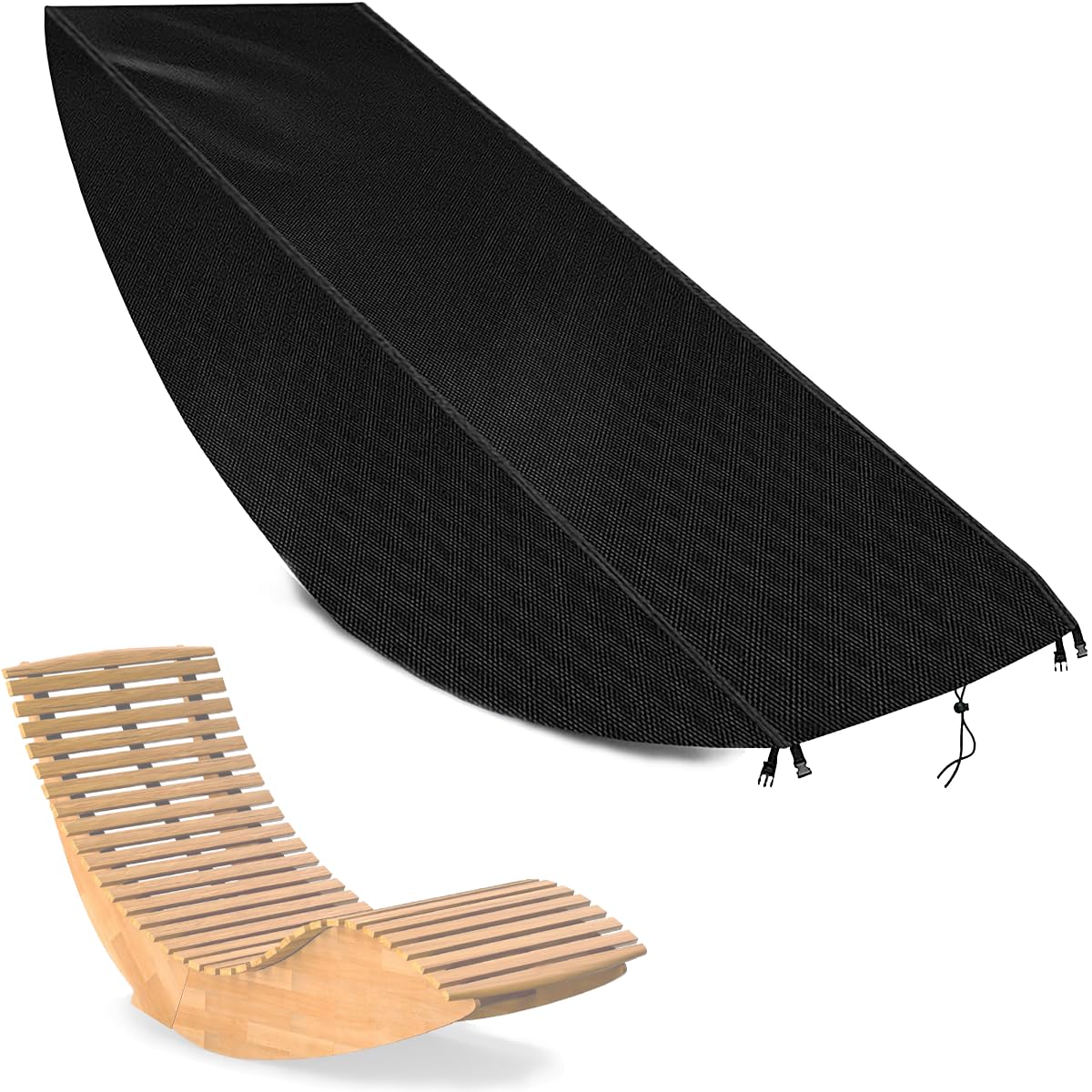 Housse de protection pour meubles de jardin, chaise longue, chaise longue en bois, tissu Oxford 420D, housse de protection pour chaise longue de jardin, imperméable, coupe-vent, résistante aux UV
