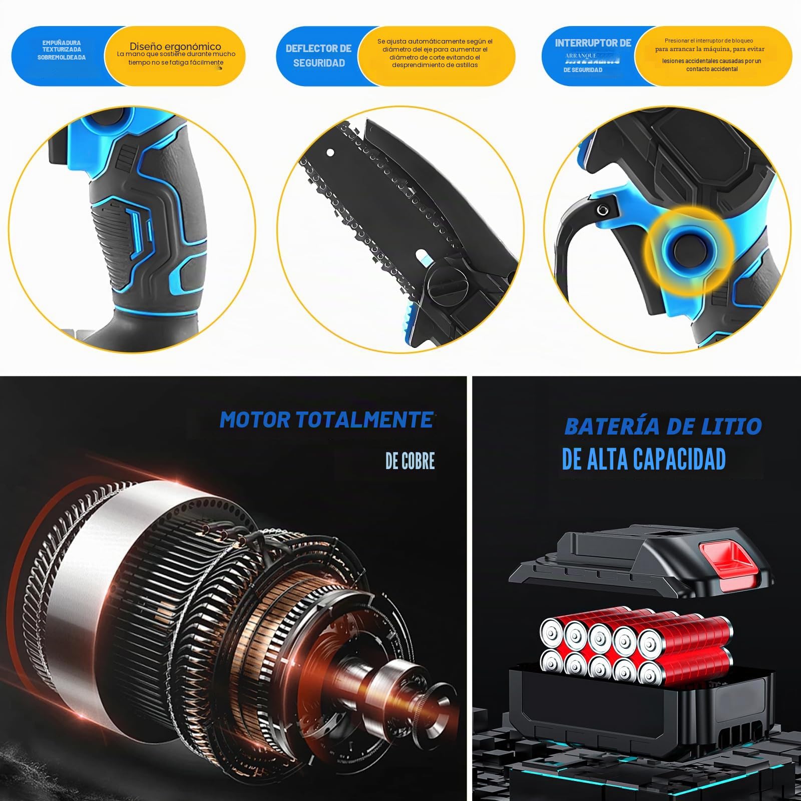 Tijeras De Podar, Tijeras De Podar Electricas, Kit Motosierra Bateria, 2 BateríAs De 48v 2000mah, Viene Con Cadena Y Tijeras.