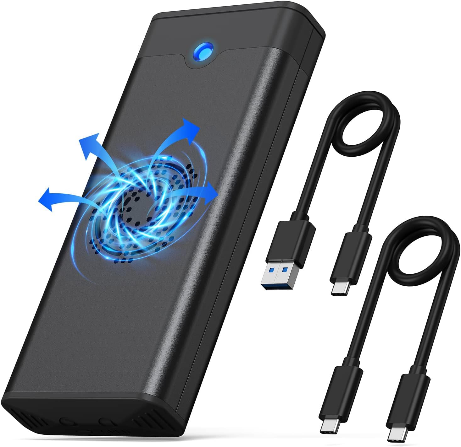 MAKINGTEC M.2 NVME SATA SSD Enclosure Adapter Reader, with Cooling Fan, Tool-Free USB C 3.1 Gen 2,10 Gbps NVME, 6Gbps SATA,Chips RTL9210B External Solid State Drive for PCIe 2280/2260/2242 M Key