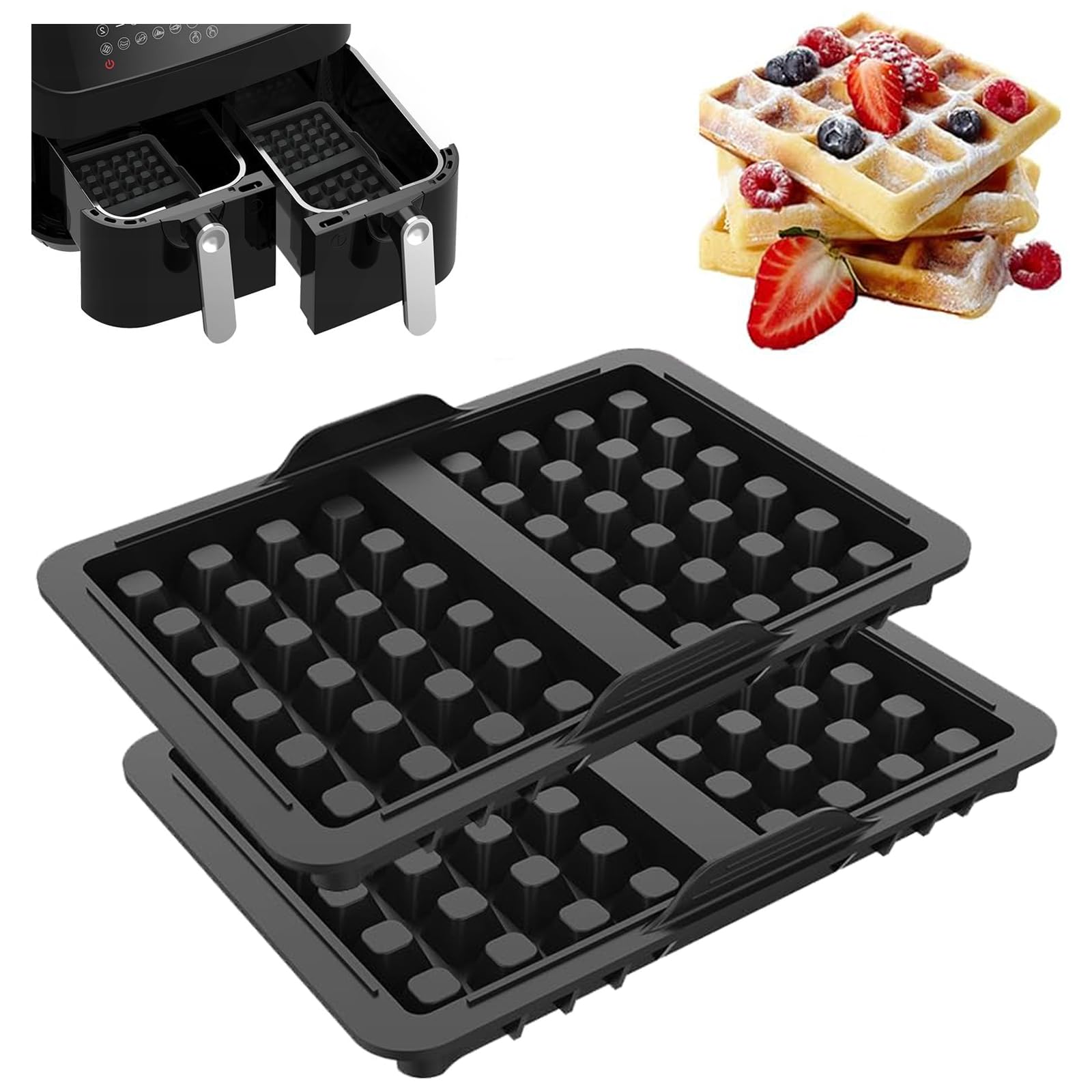 2 Stück Waffeleinsatz, Silikonform Heißluftfritteuse, Heißlu