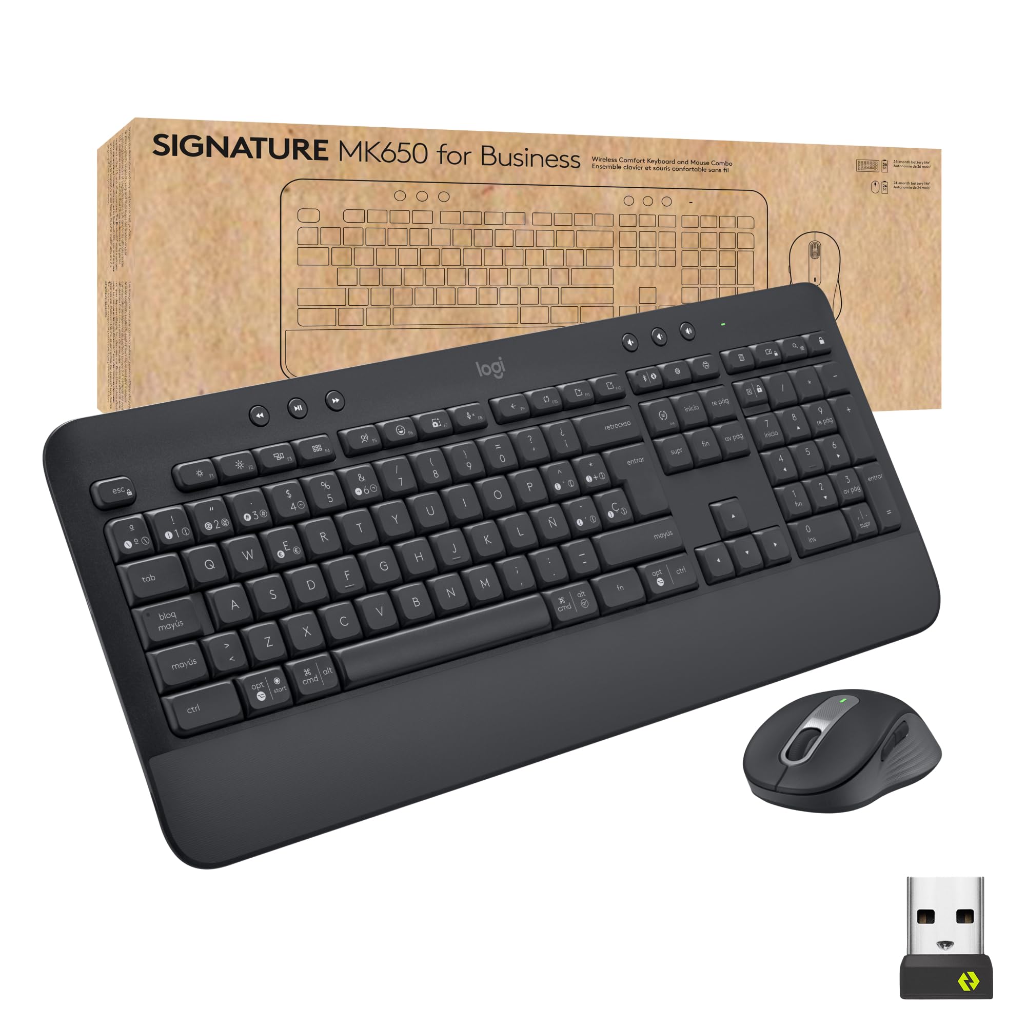 Logitech Signature MK650 Combo para Empresas, ratón y Teclado inalámbricos, Logi Bolt, Bluetooth, SmartWheel, con certificación Mundial, Windows/Mac/Chrome/Linux - Negro Carbon Neutral Certified by SCS Global Services