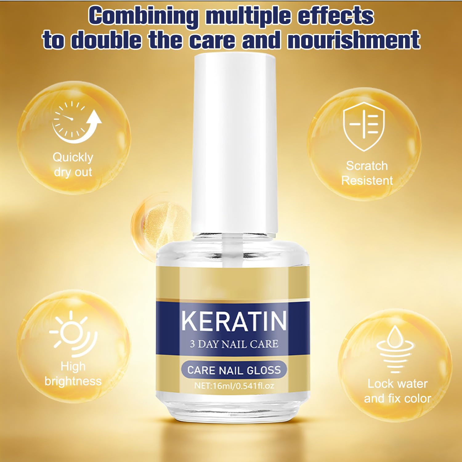 3 Pack Keratin Nail Care Oil, 3 Days Nail Care, Keratin & Amino Acid Nail Strengthening Oil for DryWeak & Brittle Nails, Hydrating Support for Dry Brittle Nails (16ml/0.54oz Each)