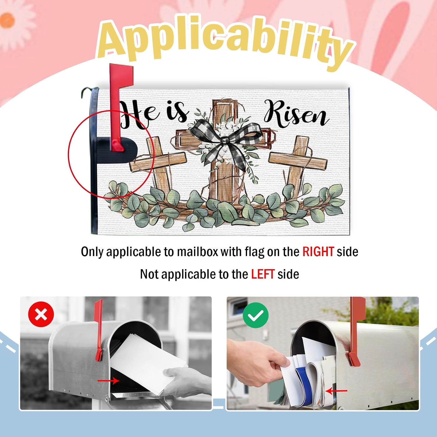 Christian Easter Cross Mailbox Cover Magnetic Standard Size image 3