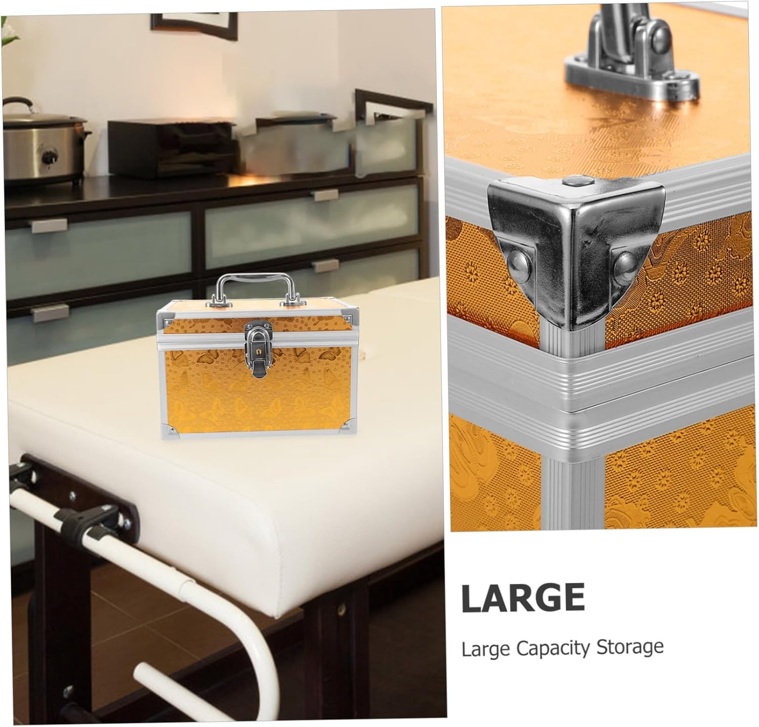 Cabilock Handheld Tool Box Organizer Aluminum Alloy Tool Storage Case Lock Portable Travel Suitcase for Beauty and Massage Supplies Makeup Artist Storage Solution