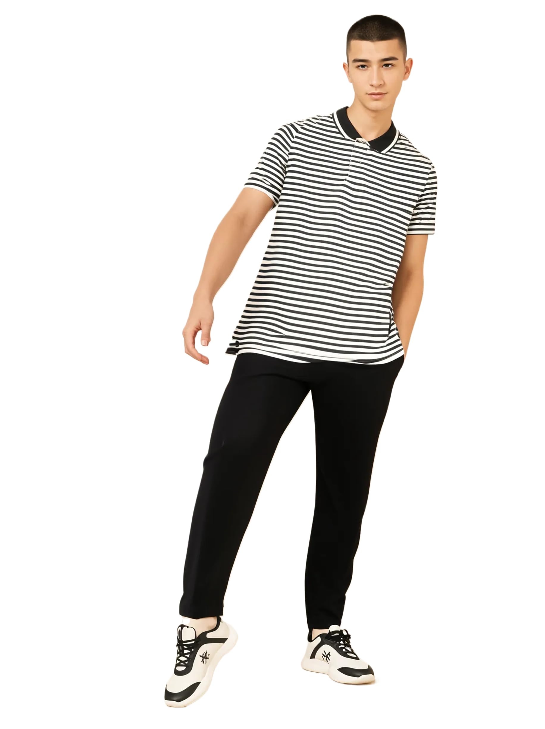 mack jonney Men Striped Cotton Rich Tracksuit| Collar Tshirts|Solid Trackpant|Half Sleeves|Regular Fit-M3515-picture-31