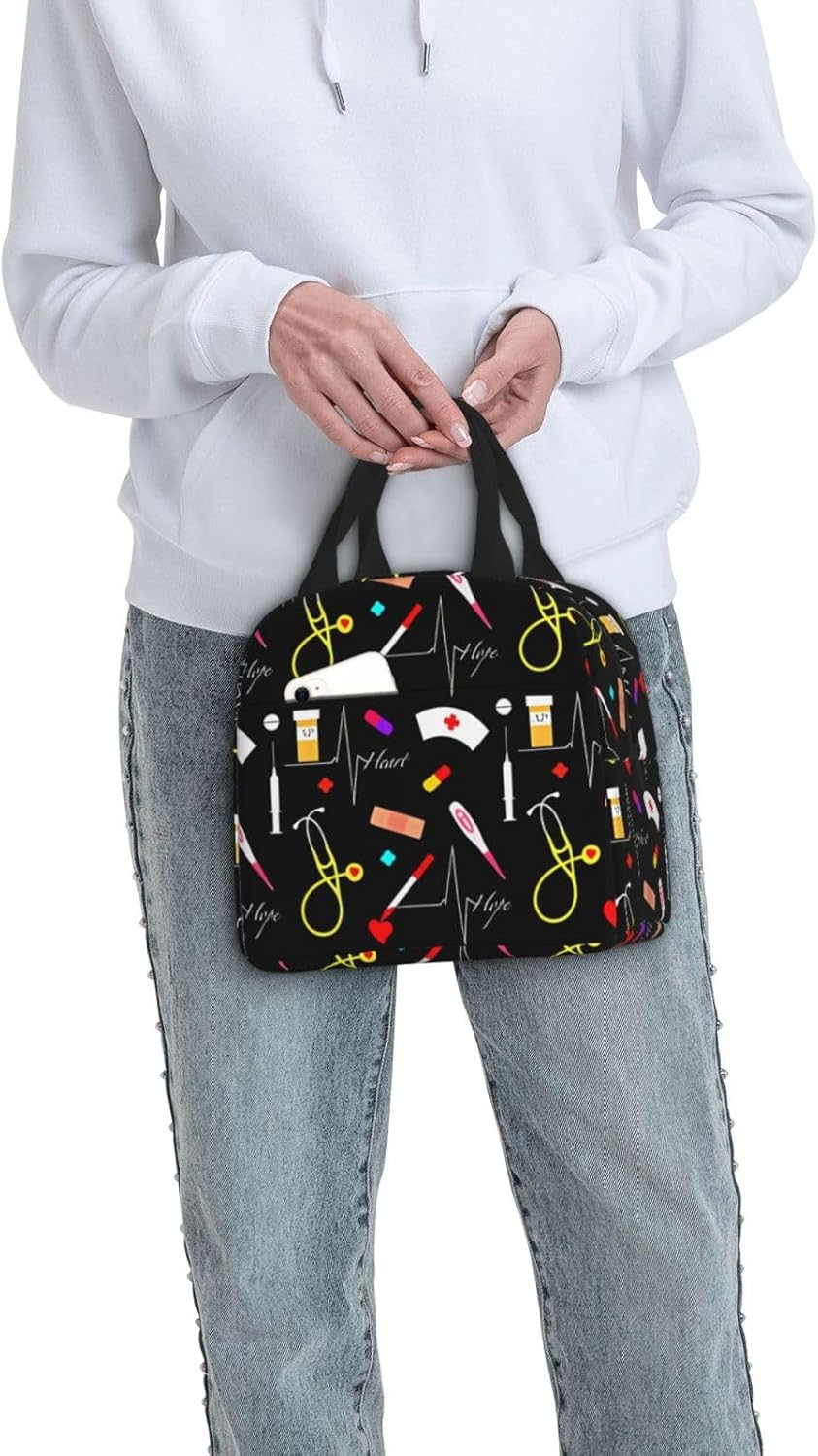 Nurse Lunch Box for Women Men Adults, Reusable Nurse Tote Bag Portable Insulated Lunch Bag for Work Picnic Camping - Image 6