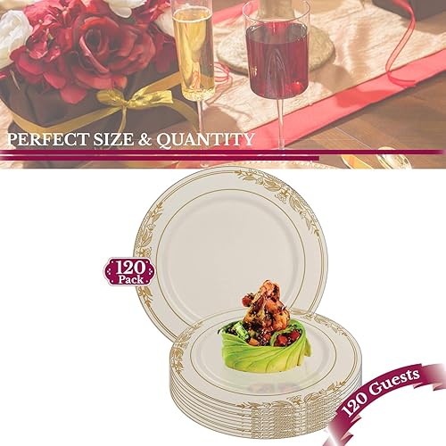 Miniatura 5 de Smarty Had A Party Elegante vajilla desechable de plástico resistente, platos de plástico de diseño elegante, para bodas, cumpleaños y todas las