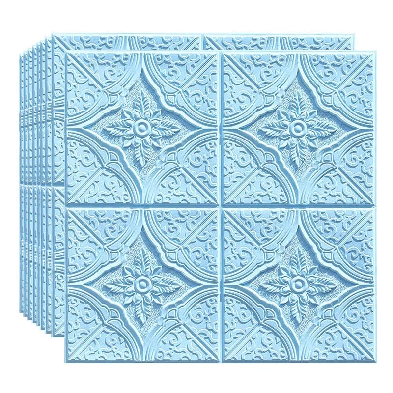 Panele ścienne, samoprzylepna tapeta 3D stereooo pianka naklejka ścienna 70 x 70 cm tapeta ścienna sufit salon samoprzylepna sypialnia dach piankowy papier dekoracja (kolor: niebieski, rozmiar: 6 szt.