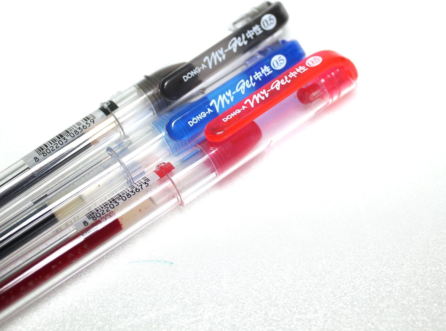 Dong-A My Gel Ink 0.5mm Roller Ball Pen - Mixed Colors 12 Pcs (Black4,Blue4,Red4)