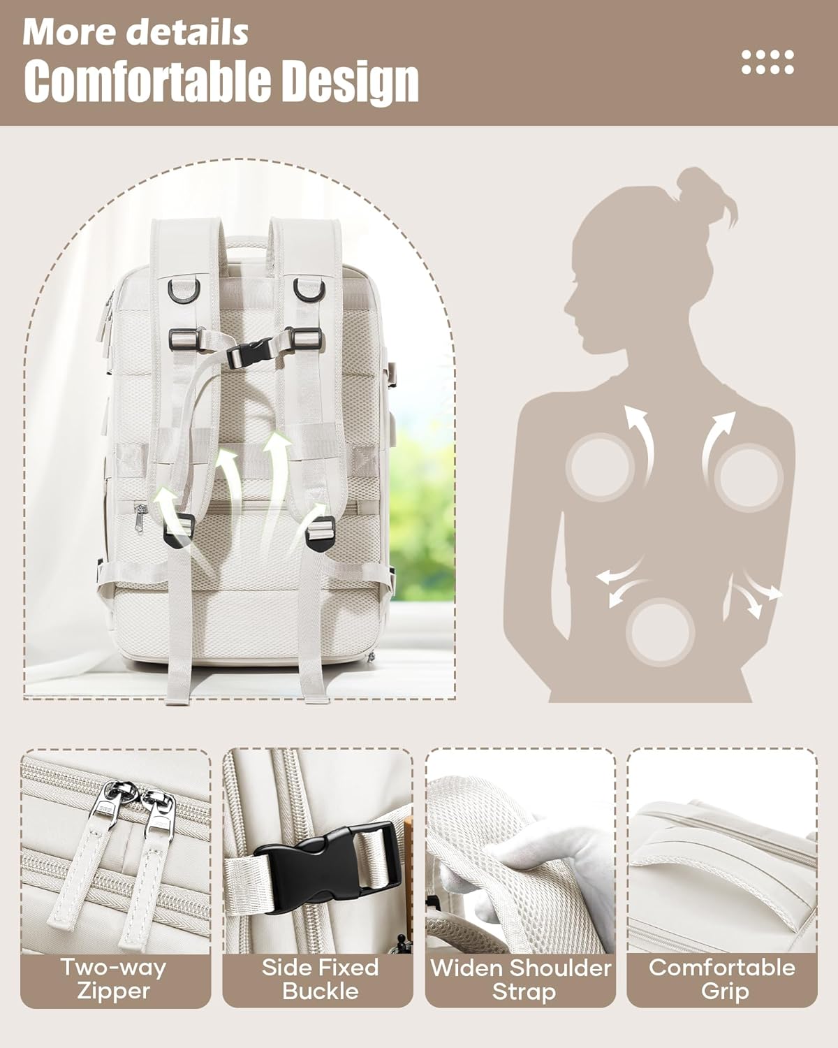 Vacuum Travel Backpack with Vacuum System Air Vacpack Vacuum Seal Compression Backpack with Air Pump Flight Approved Carry on Compression Daypack Space Saver Bags Personal Item Bags Grey White