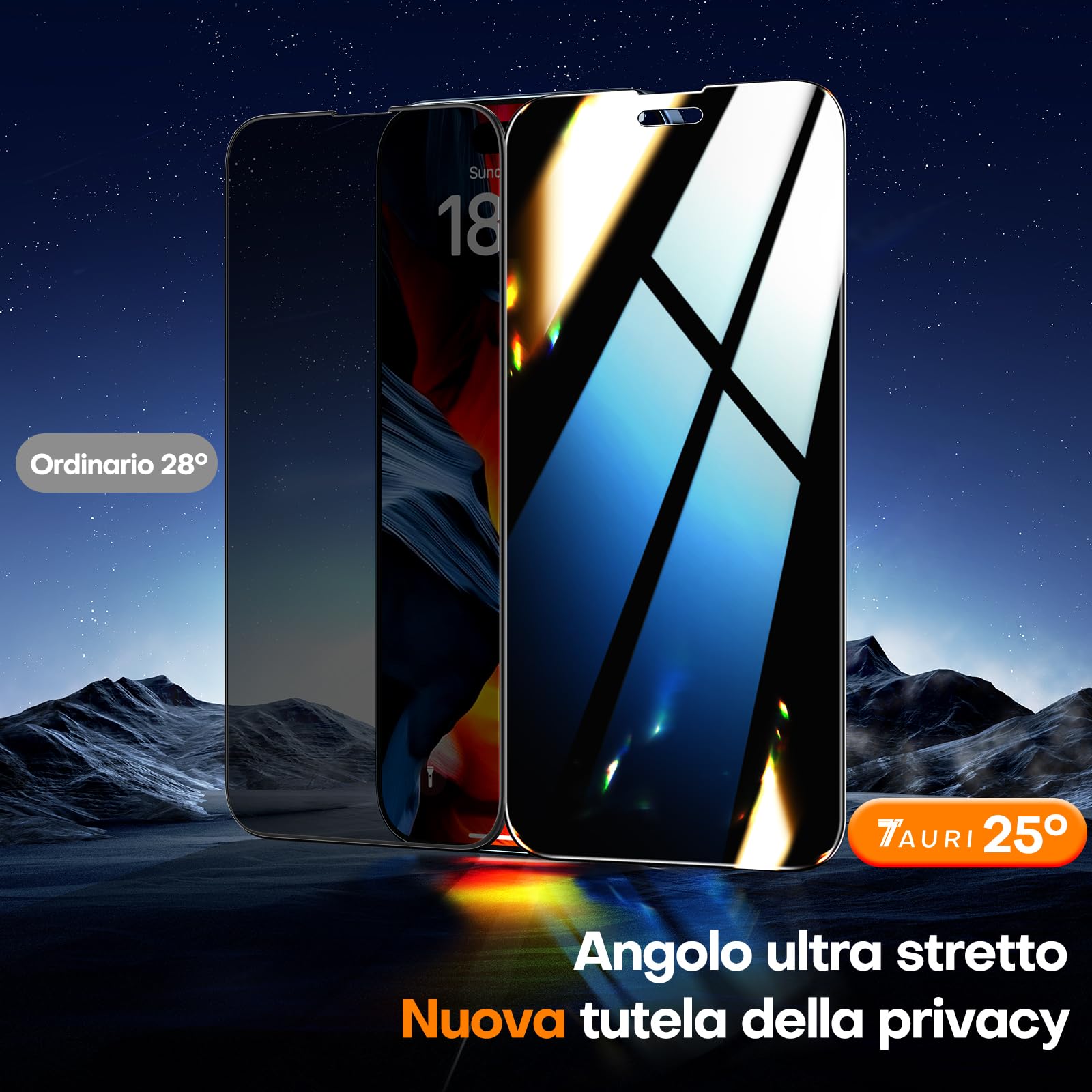 TAURI Privacy Vetro Temperato per iPhone 16 Pro Max,Rimozione Automatica Della Polvere, Durezza 9H, Senza Bolle,Pellicola Protettiva per iPhone 16 Pro Max Pellicola Anti-Spy, 2 Pezzi