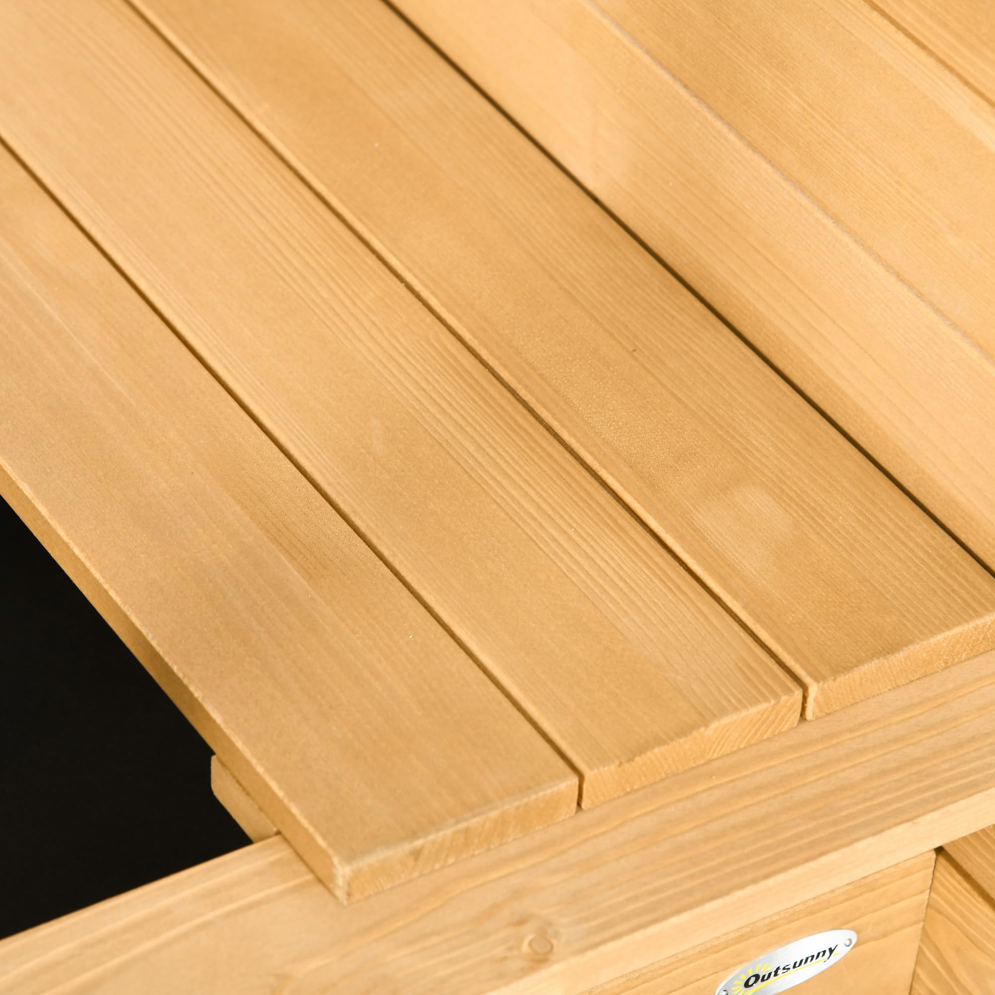Outsunny Arenero para Niños de Madera Arenero con Toldo Ajustable Respaldos Desmontables y 2 Bancos para Jardín Patio 106x106x121 cm Natural y Rayas Verdes