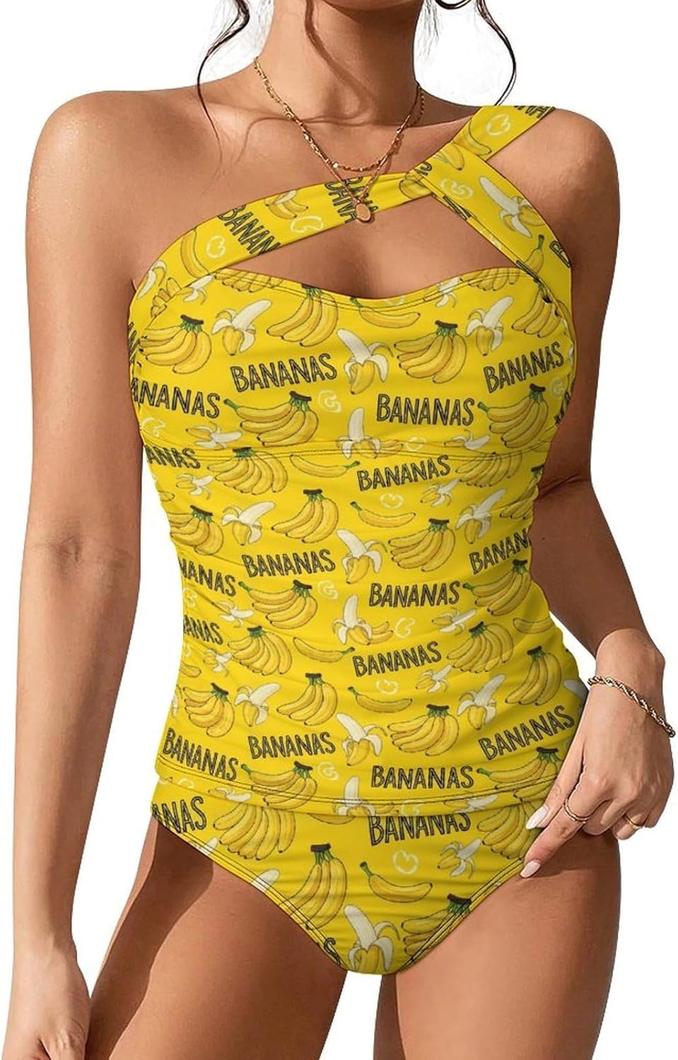 Women's Two Piece Sea Turtle Tankini Swimsuits One Shoulder Tummy Control Bathing Suits Swim Tops with Bottom Swimwear XXL