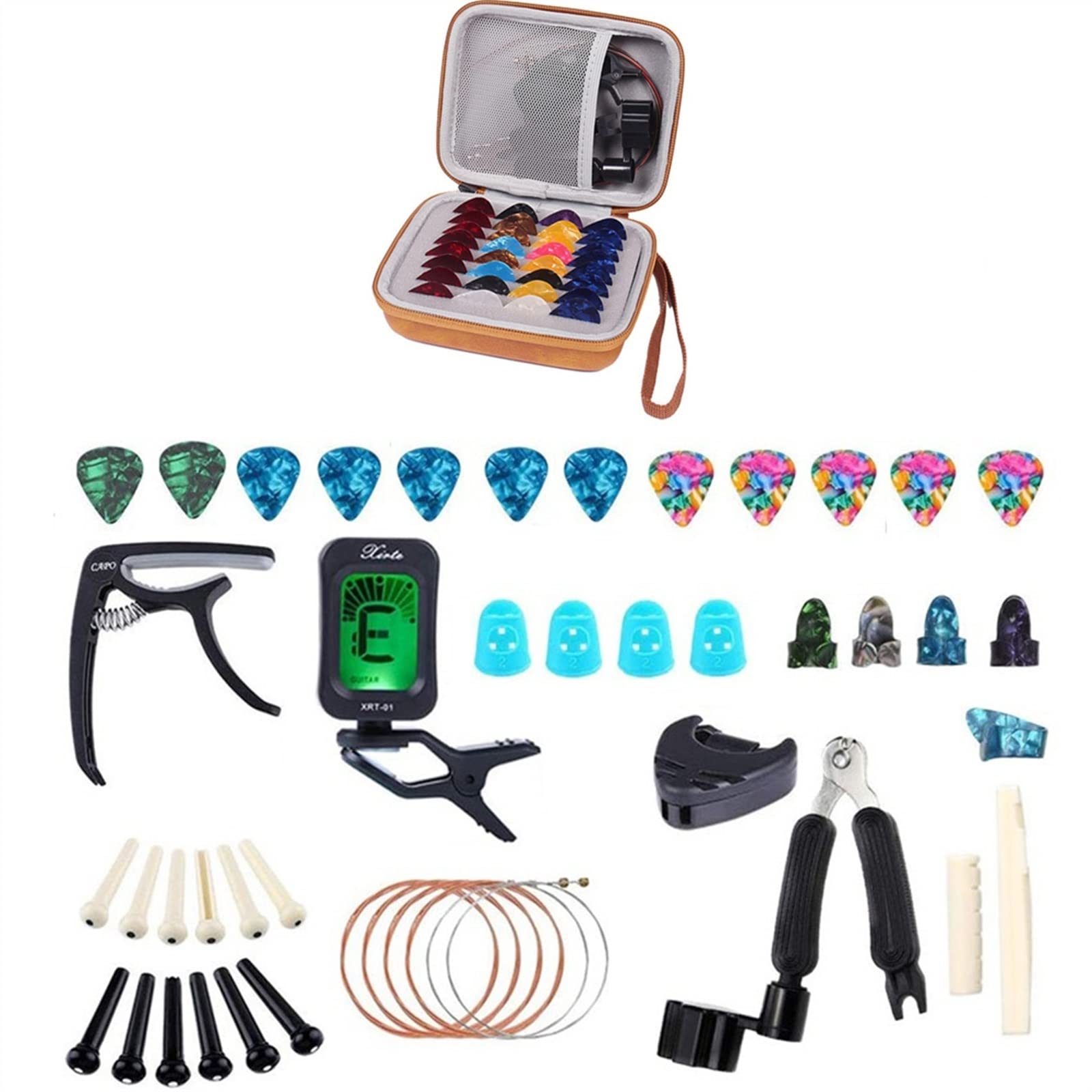 Profesjonalny Narzędzia do Gitary 66 Sztuk/zestaw Zestaw Akcesoriów Gitarowych Zmiana Narzędzia String Pick Capo Tuner Narzędzia do Gitary (Color : 02)