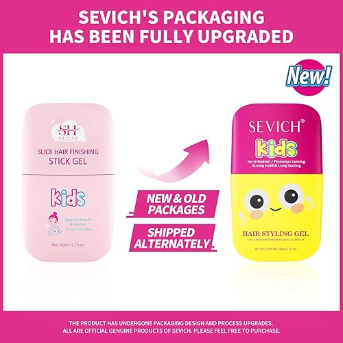 Miniatura 9 de SEVICH Pink Cloud Kids Broken Hair Finish Stick Gel 2.7fl oz  Gel para el cabello para niños pequeños, producto de peinado de olor ligero,