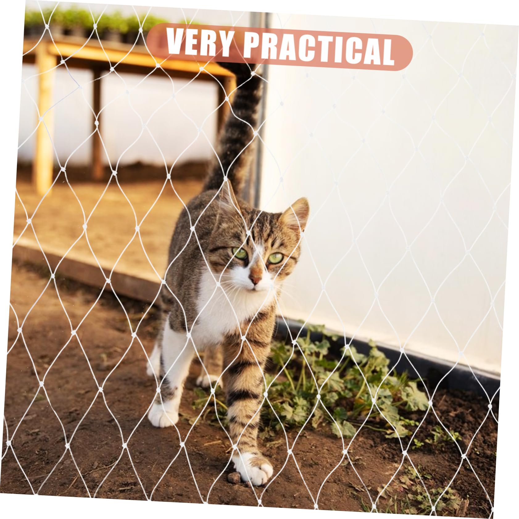 FRCOLOR Schutznetz Katze für Balkon und Fenster Nylon Weiß Reißfest und Kratzfest zur Absturzsicherung für Haustiere