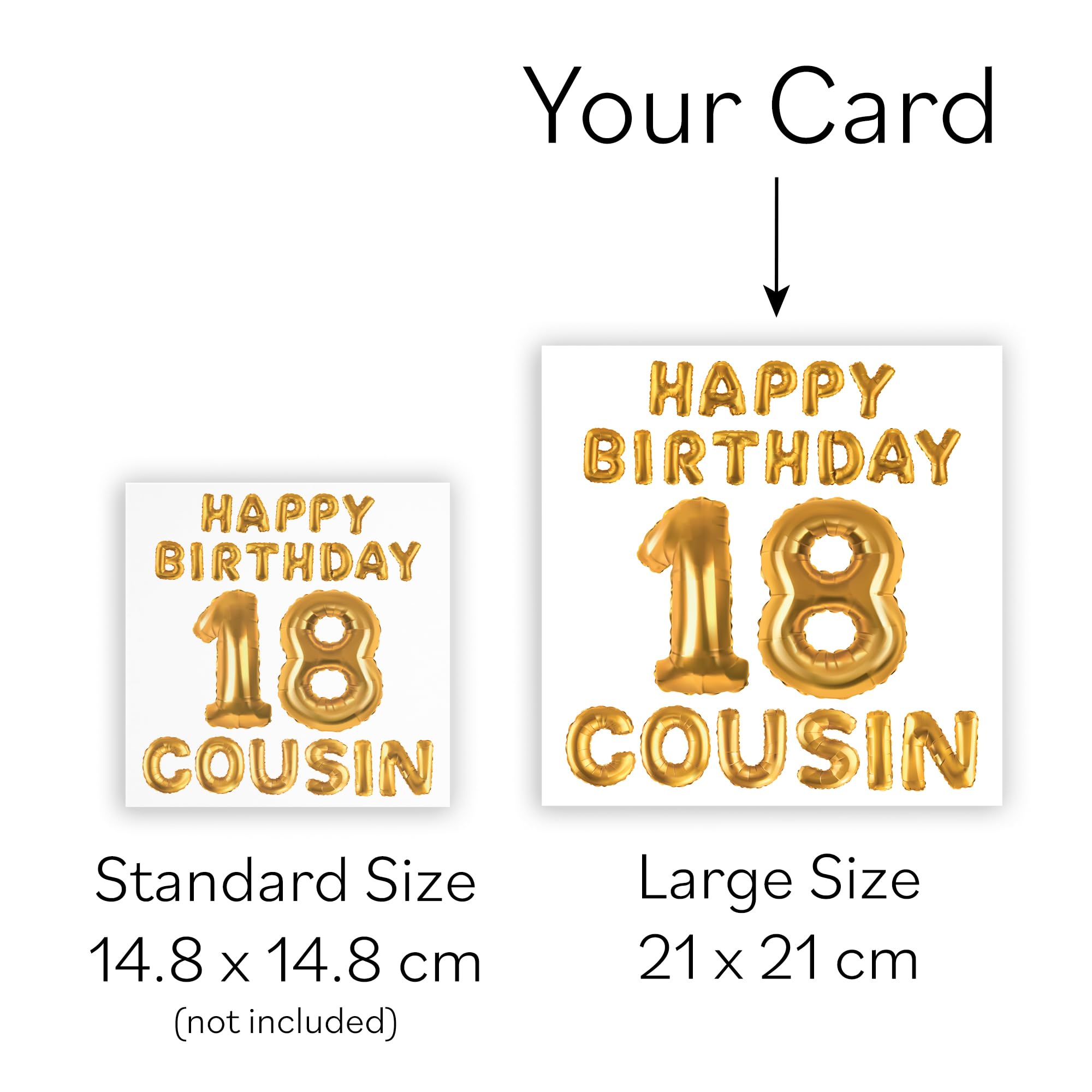 Tarjeta De Cumpleaños Número 18 Para Primos - Diseño Globos, Tamaño 148x148 Mm, Interior En Blanco