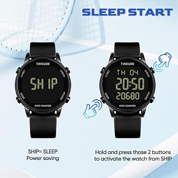 TIMEURE Pedometer Watch for Women Step Counter for Walking No App TU-2509 | No app or charging required; tracks steps, calories and distance with a large display, 30M water resistance and silicone band