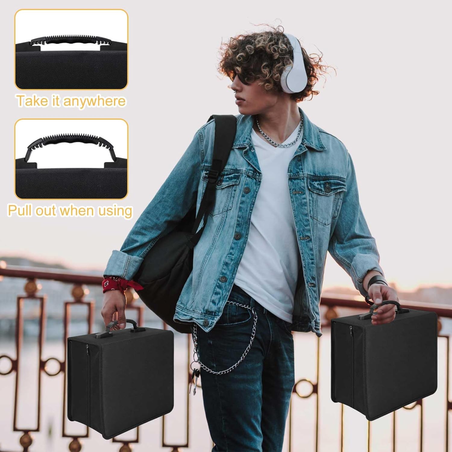 2 Pcs 400 Capacity CD/DVD Case DVD Case Holder Organizer CD Storage Wallets Protective with Zipper 600D Oxford Cloth Disc Wallet for Booklet Album Car Home Office(Black)