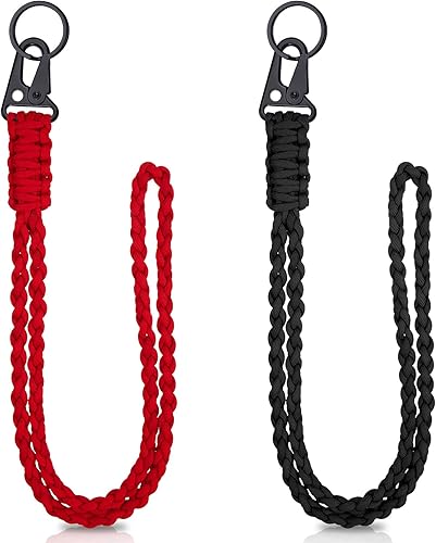 Miniatura 14 de Frienda Juego de 2 Cordones de Paracord de Servicio Pesado Collar de Silbatos Correa Trenzada 550 Cordón de Llavero para Actividades al Aire Libre