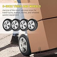 Vista 6 de AR-PRO (4-paquete) Neumático de repuesto de goma sólida sin plano de 8" x 2" con un eje de 5/8" para camiones de mano, carretillas, plataformas