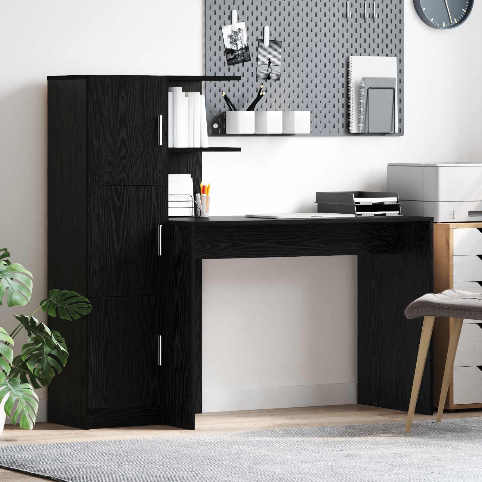 Scrivania in legno marrone 133,5 x 50 x 124 cm, 2 pezzi con
